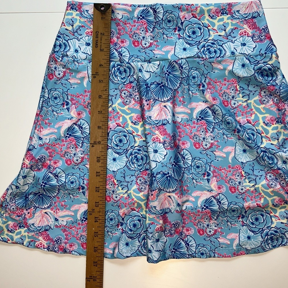 Rejane Monetti Skort Skirt Stretch Blue Pink Floral Resort Pickleball Golf M - Picture 8 of 8